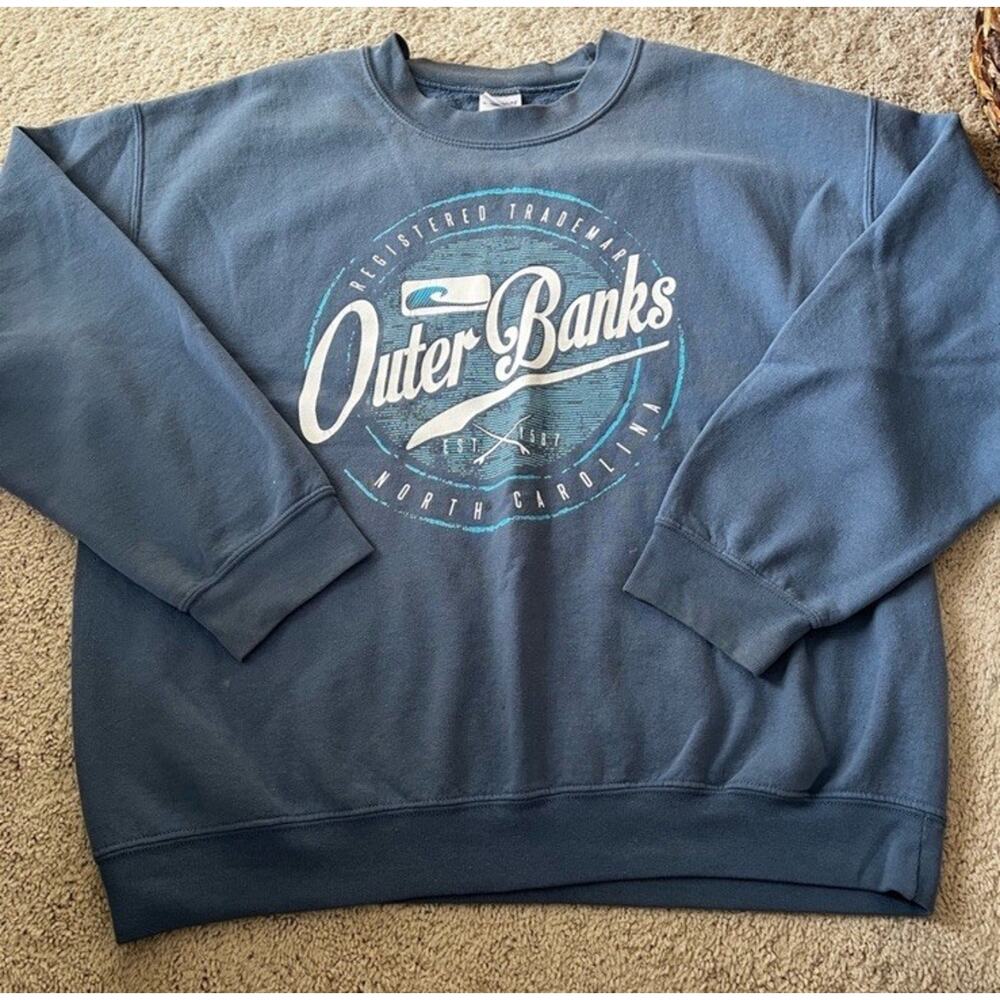 Outer Banks Men's Sweatshirt Size L Blue Crewneck Pullover Cotton Blend